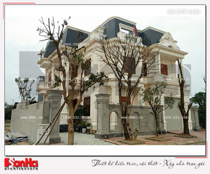 1 Ảnh thực tế thi công kiến trúc biệt thự pháp 3 tầng tại quảng bình sh btp 0100