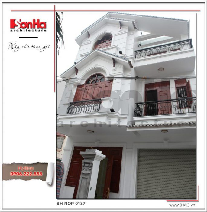 2 Ảnh thực tế thi công kiến trúc mặt tiền nhà ống pháp tại hải phòng sh nop 0137