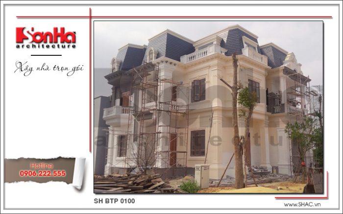 2 Ảnh thực tế tiến độ thi công biệt thự tân cổ điển đẹp tại quảng bình sh btp 0100