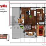 Mặt bằng công năng tầng 2 biệt thự cổ điển Pháp tại Quảng Bình sh btp 0100