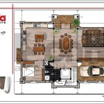 Mặt bằng công năng tầng 3 mái biệt thự tân cổ điển đẹp tại Quảng Bình sh btp 0099