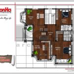 Mặt bằng công năng tầng 2 biệt thự cổ điển Pháp tại Quảng Bình sh btp 0100