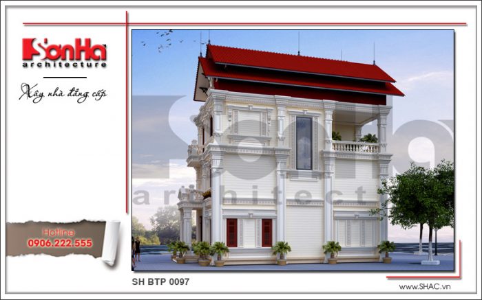 Mẫu thiết kế biệt thự cổ điển Pháp sang trọng sh btp 0097