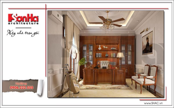 4 mẫu nội thất phòng đọc nội thất gỗ biệt thự sang trọng sh btp 0099