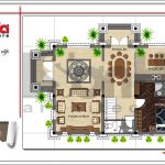 Mặt bằng công năng tầng 1 biệt thự cổ điển Pháp sang trọng sh btp 0097