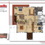 Mặt bằng công năng tầng 2 biệt thự hiện đại 2 tầng tại Quảng Bình sh btd 0053