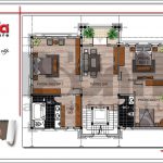 Mặt bằng công năng tầng 3 mái biệt thự tân cổ điển đẹp tại Quảng Bình sh btp 0099