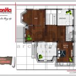 Mặt bằng công năng tầng áp mái biệt thự cổ điển Pháp tại Quảng Bình sh btp 0100