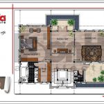 Mặt bằng công năng tầng 3 mái biệt thự tân cổ điển đẹp tại Quảng Bình sh btp 0099