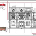 Mặt đứng bên trái biệt thự cổ điển Pháp tại Quảng Bình sh btp 0100