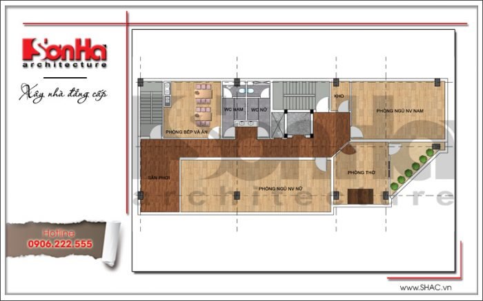 Mặt bằng công năng tầng 7 quán karaoke tại Vĩnh Phúc sh bck 0044