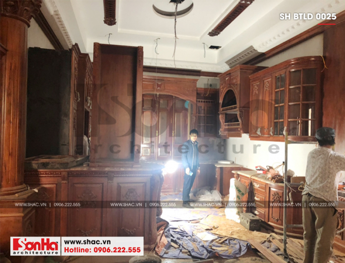 3 Ảnh thực tế thi công nội thất biệt thự lâu đài tại hà nội sh btld 0025