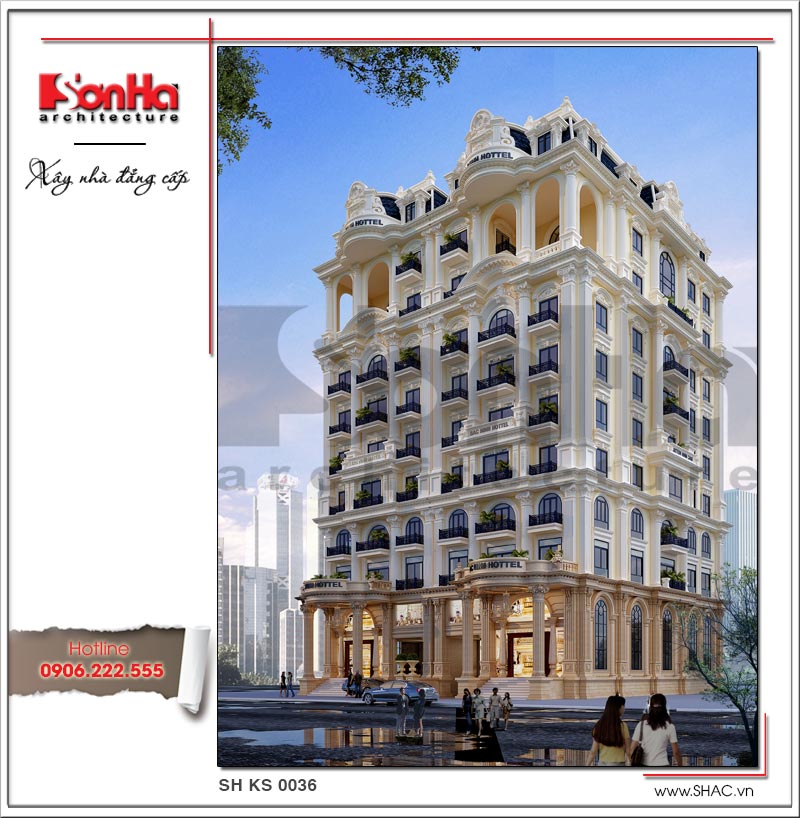 Thiết kế kiến trúc khách sạn tại Bắc Ninh sh ks 0036