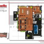 Mặt bằng công năng tầng 1 biệt thự tân cổ điển tại Hải Phòng sh btp 0101