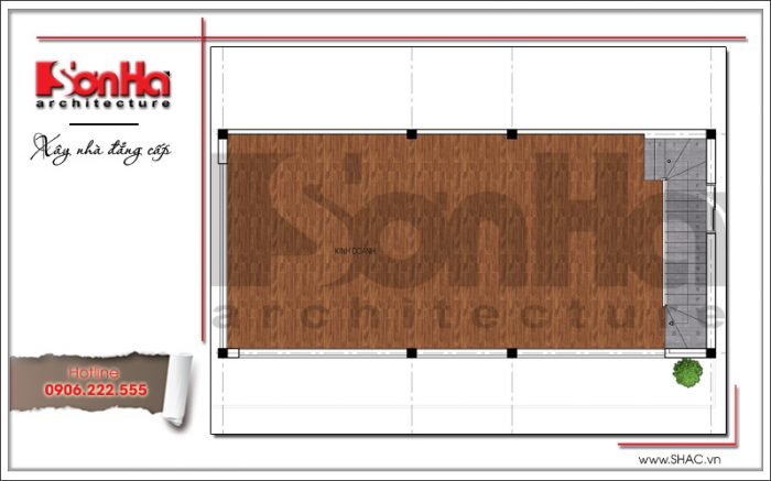 Mặt bằng công năng tầng 2 nhà ống hiện đại tại Hải Phòng sh nod 0169