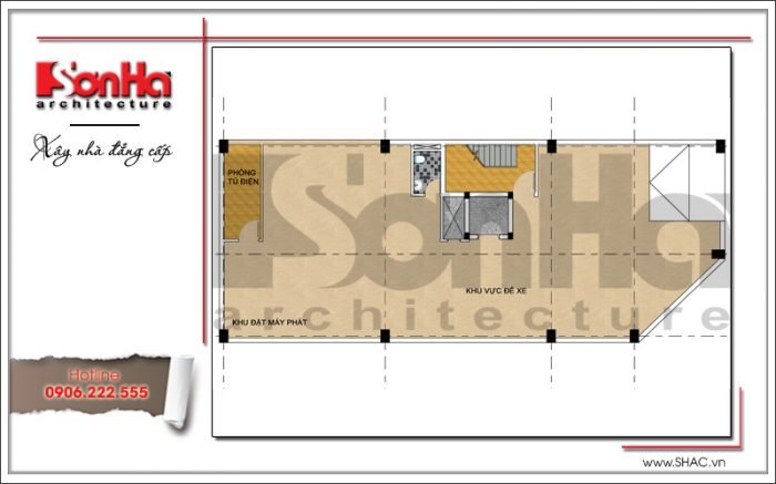 Mặt bằng công năng tầng hầm quán karaoke tại Vĩnh Phúc sh bck 0044