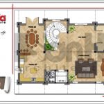 Mặt bằng công năng tầng 4 biệt thự lâu đài cổ điển Pháp btld 0026