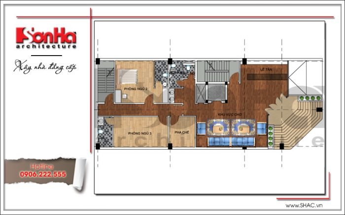 Mặt bằng công năng tầng 1 quán karaoke tại Vĩnh Phúc sh bck 0044