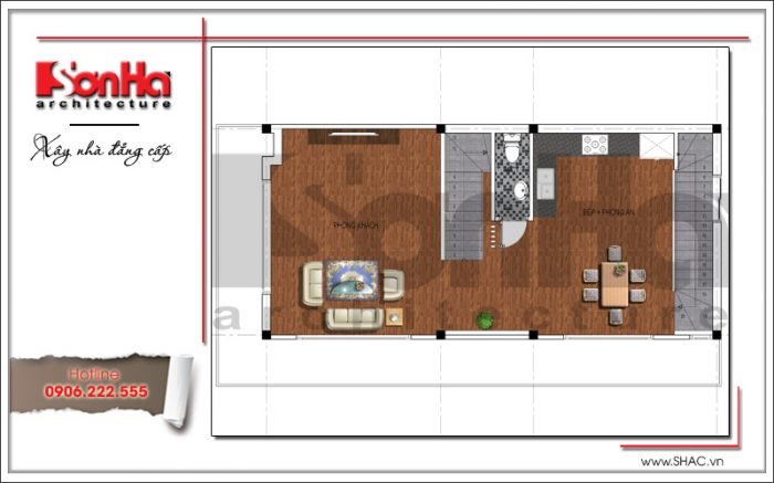 Mặt bằng công năng tầng 3 nhà ống hiện đại tại Hải Phòng sh nod 0169