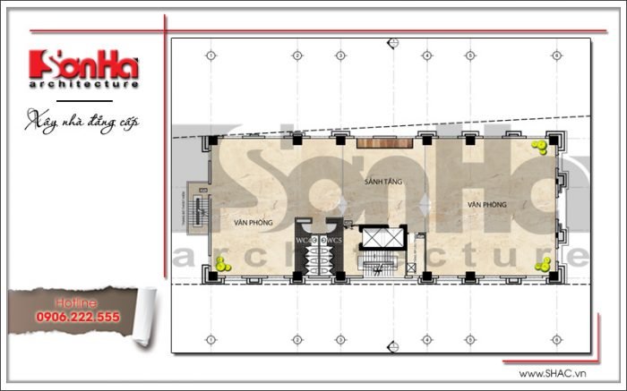 Mặt bằng công năng tầng 345 khách sạn 3 sao 12 tầng tại Hải Phòng sh ks 0035