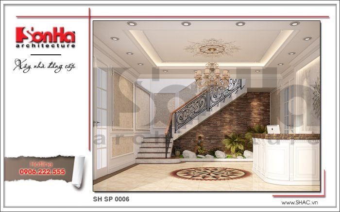 Thiết kế nội thất sảnh thang tầng 1 spa tại Phú Quốc sh sp 0006