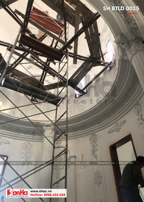 5 Ảnh thực tế thi công nội thất biệt thự lâu đài 4 tầng tại hà nội sh btld 0025
