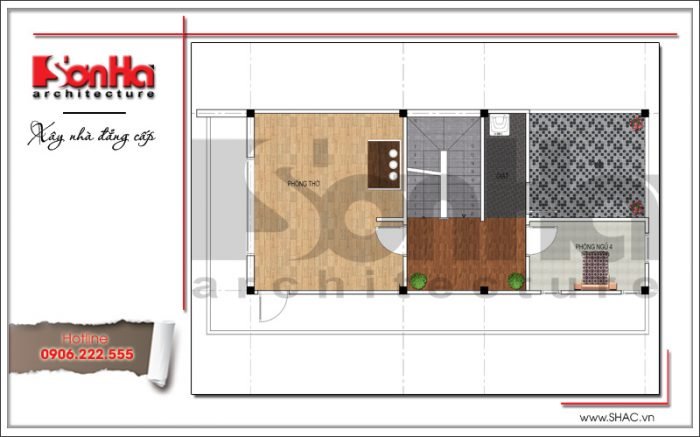 Mặt bằng công năng tầng 5 nhà ống hiện đại tại Hải Phòng sh nod 0169