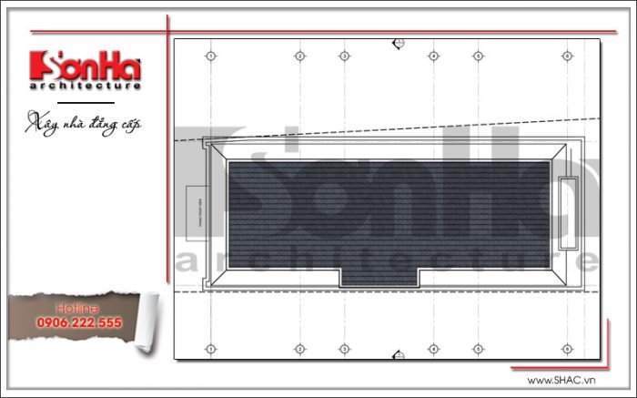 Mặt bằng công năng tầng mái khách sạn 3 sao 12 tầng tại Hải Phòng sh ks 0035