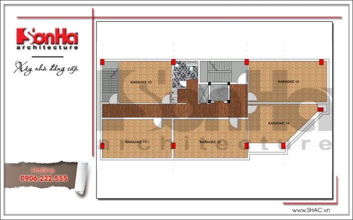 Mặt bằng công năng tầng 4 quán karaoke tại Vĩnh Phúc sh bck 0044