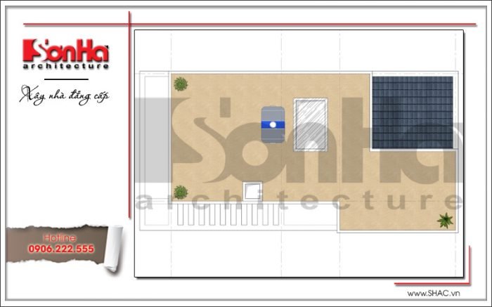 Mặt bằng công năng tầng mái nhà ống hiện đại tại Hải Phòng sh nod 0169