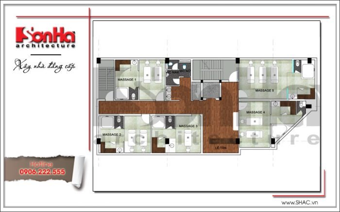 Mặt bằng công năng tầng 5 quán karaoke tại Vĩnh Phúc sh bck 0044