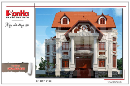 BÌA Thiết kế biệt thự Pháp cổ 3 tầng tại Biên Hòa sh btp 0103
