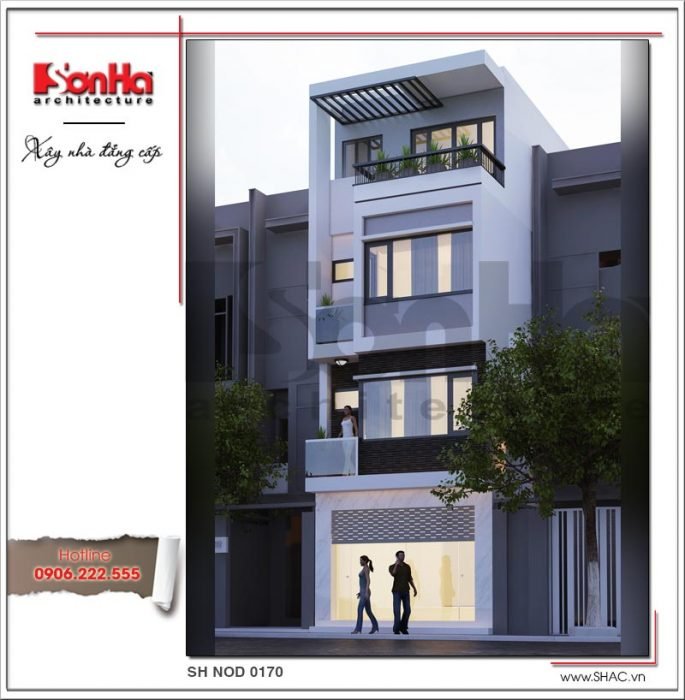 Thiết kế kiến trúc nhà ống hiện đại tại Hải Phòng sh nod 0170