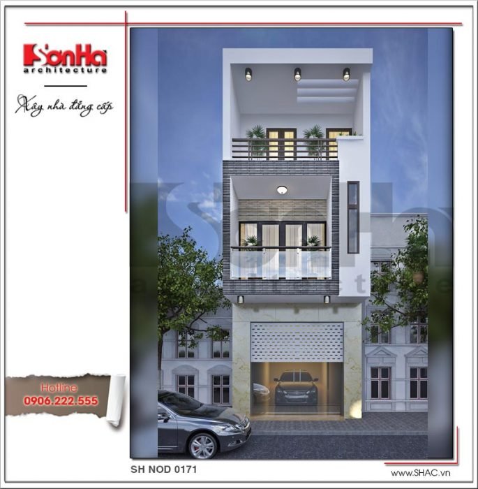 Mẫu thiết kế kiến trúc nhà ống hiện đại tại Hải Phòng sh nod 0171
