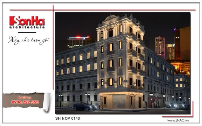 Góc view đêm mẫu thiết kế nhà ống Pháp tại Hà Nội sh nop 0143