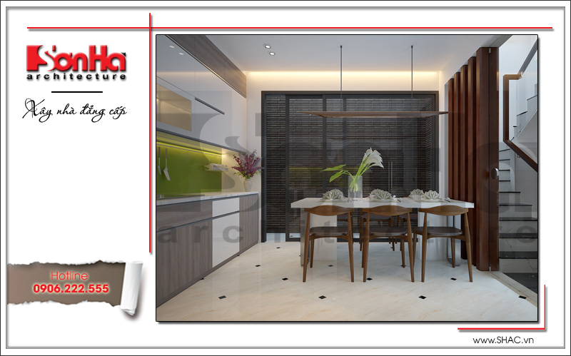 Thiết kế nội thất phòng bếp nhà ống hiện đại tại Hải Phòng sh nod 0170