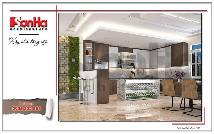 Thiết kế nội thất phòng khách bếp biệt thự tân cổ điển tại Hải Phòng sh btp 0104