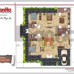 Mặt bằng công năng biệt thự 1 tầng hiện đại tại Bắc Ninh sh btd 0056