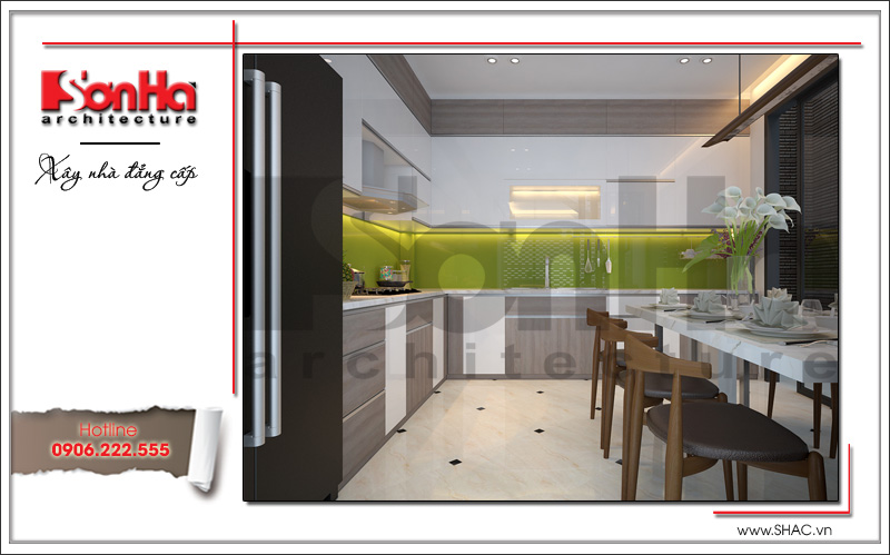 Mẫu thiết kế nội thất phòng bếp nhà ống hiện đại tại Hải Phòng sh nod 0170