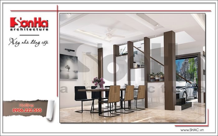 Mẫu thiết kế nội thất phòng khách bếp biệt thự tân cổ điển tại Hải Phòng sh btp 0104