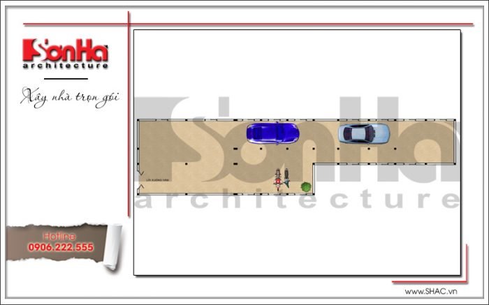 Mặt bằng công năng tầng hầm biệt thự kết hợp văn phòng tại cà mau sh btp 0106