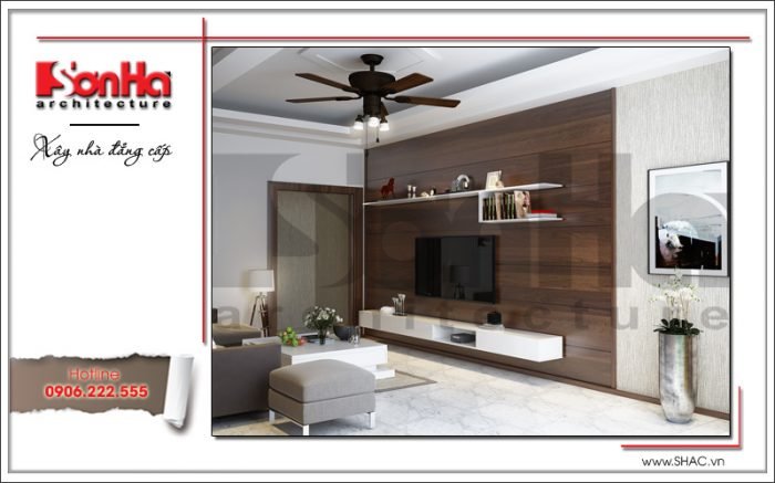 Thiết kế nội thất phòng khách nhà ống hiện đại tại Hải Phòng sh nod 0171