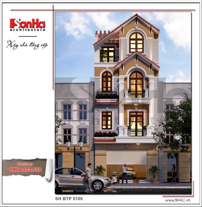 Mẫu thiết kế kiến trúc biệt thự cổ điển đẹp sh btp 0105
