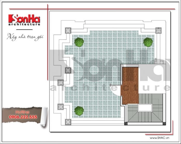 Mặt bằng công năng tầng tum nhà ống Pháp tại Hà Nội sh nop 0143