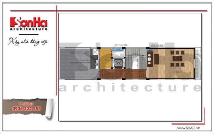 Thiết kế mặt bằng công năng tầng 6 nhà ống kiến trúc Pháp tại Hà Nội sh nop 0140