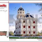 Thiết kế mặt tiền biệt thự lâu đài 3 tầng mặt tiền rộng tại Quảng Ninh sh btld 0027