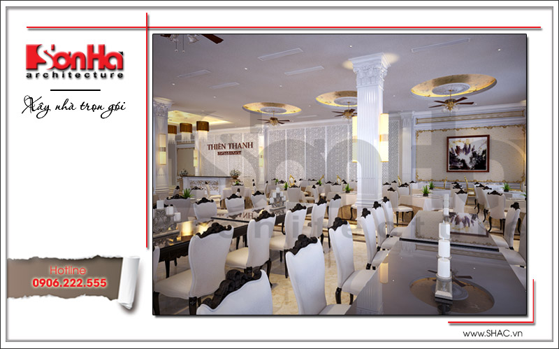 Mẫu nội thất nhà hàng 2 tầng kiến trúc Pháp sang trọng tại Phú Quốc sh bck 0045