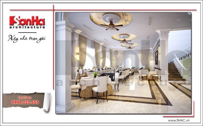 Thiết kế nội thất nhà hàng 2 tầng kiến trúc Pháp sang trọng tại Phú Quốc sh bck 0045