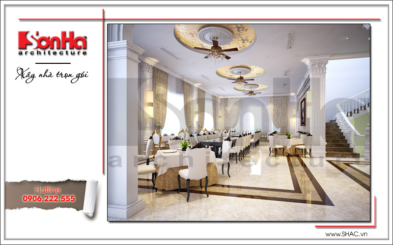 Thiết kế nội thất nhà hàng 2 tầng kiến trúc Pháp sang trọng tại Phú Quốc sh bck 0045