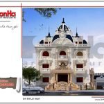 Mẫu thiết kê mặt tiền biệt thự lâu đài 3 tầng mặt tiền rộng tại Quảng Ninh sh btld 0027